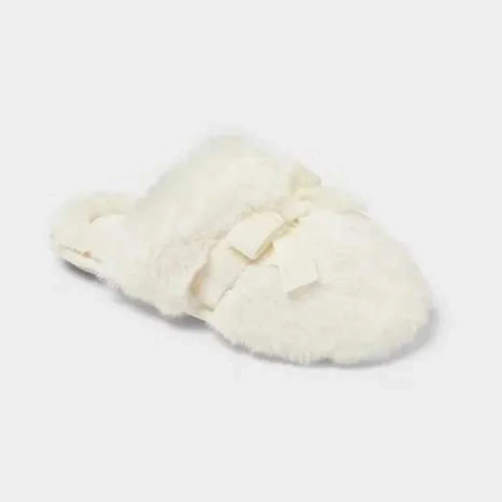 Toddler Adler Plush Scuff Slippers Cat & Jack White Size 11T-12T NWT